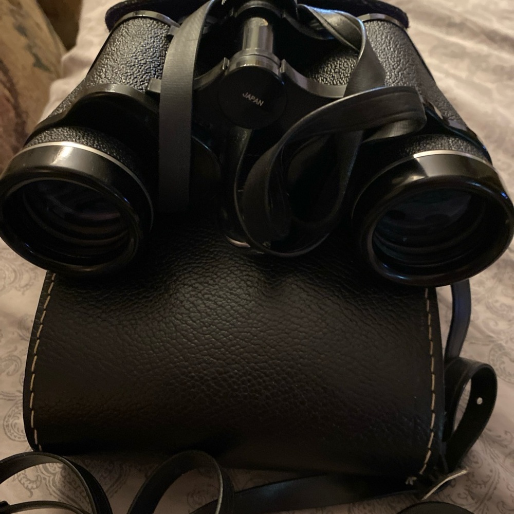 Elegant Black Binoculars with Case